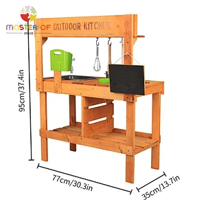Cheap pretend outdoor toys kitchen wooden mud kitchen play set for kids W10C779