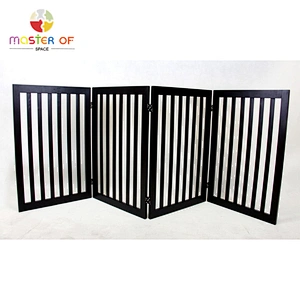 Foldable Freestanding 4 Panel Dog Gate Indoor Wooden Kids Safety Fence W08M009