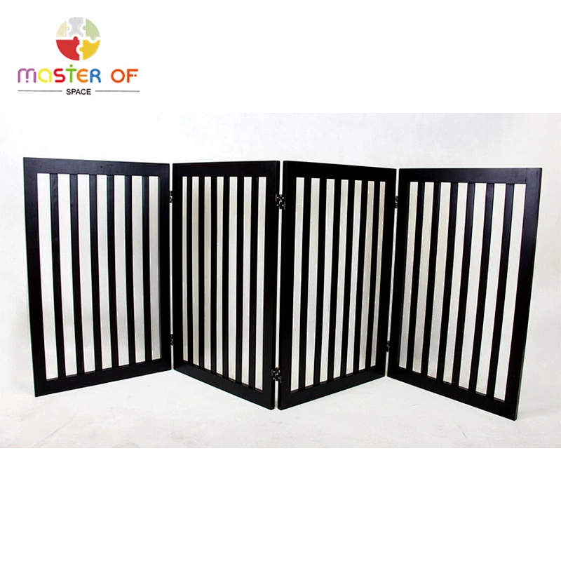 Foldable Freestanding 4 Panel Dog Gate Indoor Wooden Kids Safety Fence W08M009