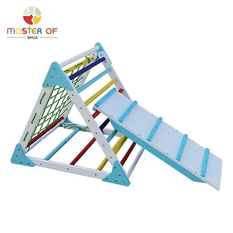 Montessori Indoor playground kids wooden climbing frame with swing W01D176