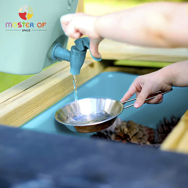 Children pretend play cooking wood kitchen toy play set mud kitchen with sink for kids W10C778