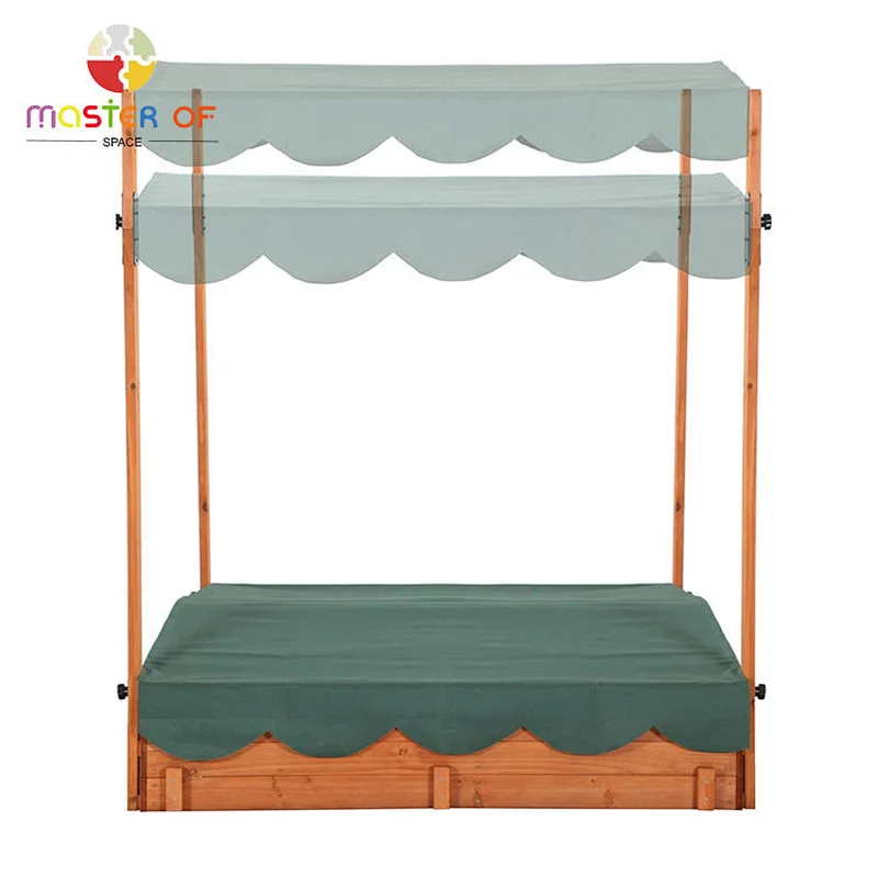 Garden sandbox kids wooden play sandpit with canopy W01D162