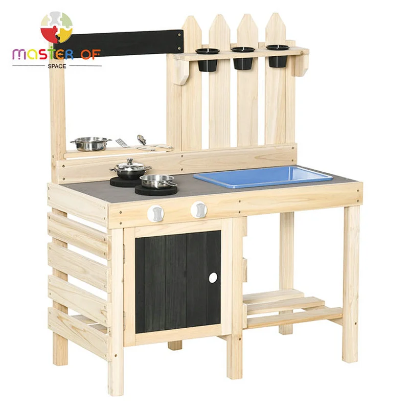 Factory price kids outdoor play mud kitchen with sink running water W10C775