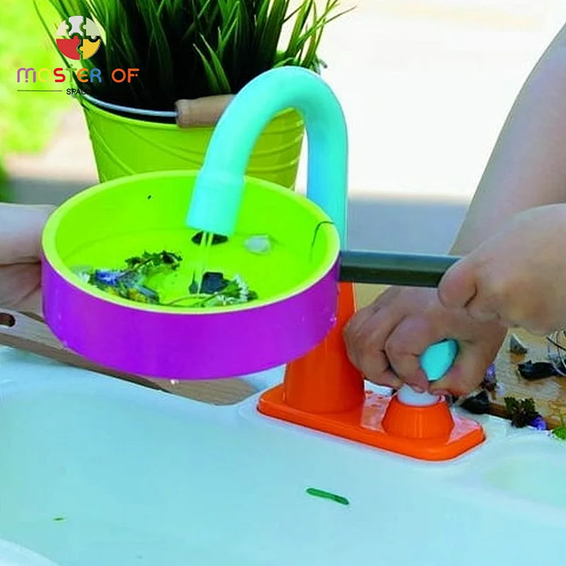 Children Outdoor durable wooden toys mud kitchen with working water tap W10C767