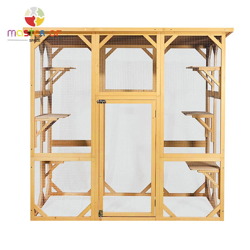 Large backyard run cage small houses & platforms indoor cat cage for multiple cats W06F146