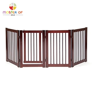 Folding 4 Panel Freestanding Doorway Dog Fence Wooden Kids Safety Gate W08M004