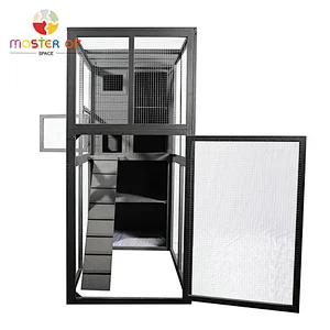 New Design Outdoor Backyard Pet House Wooden Big Size Cage For Cats W06F153