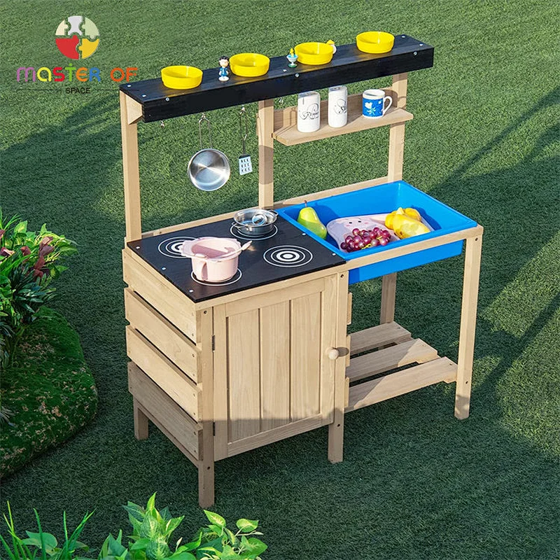 Garden worktop toy wooden outdoor play kitchen for Kids W10C766
