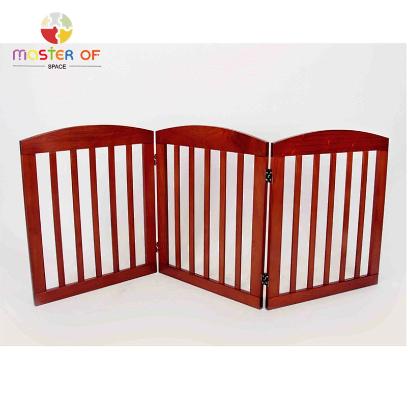Foldable Freestanding 4 Panel Dog Gate Indoor Wooden Kids Safety Fence W08M009