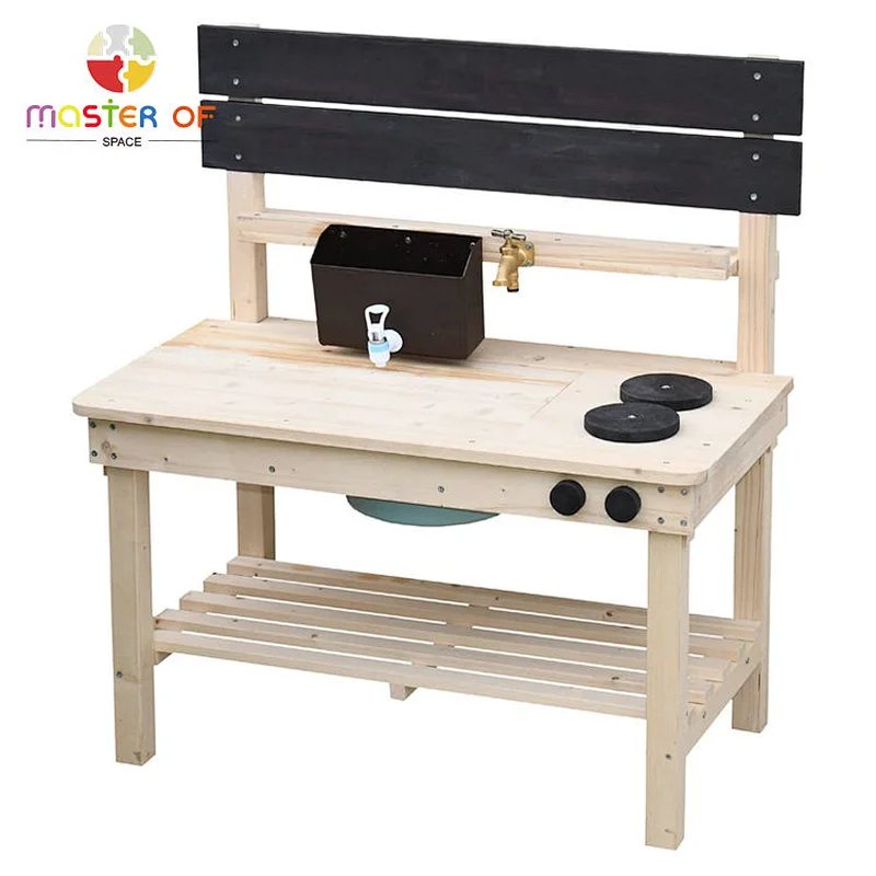 Custom Mud Kitchen Kids Outdoor Play Wooden Kitchen Toy for Children Pretend Role Play W10C777