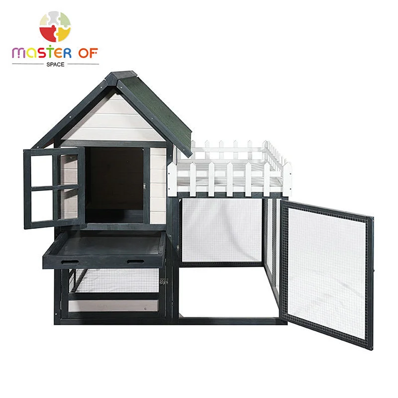 Wholesale Customized Wooden Rabbit Cage Outdoor Backyard Pet House W06F154