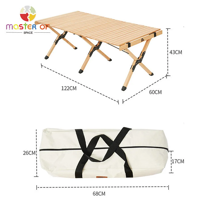 camping portable foldable wooden garden table with bag W08C347