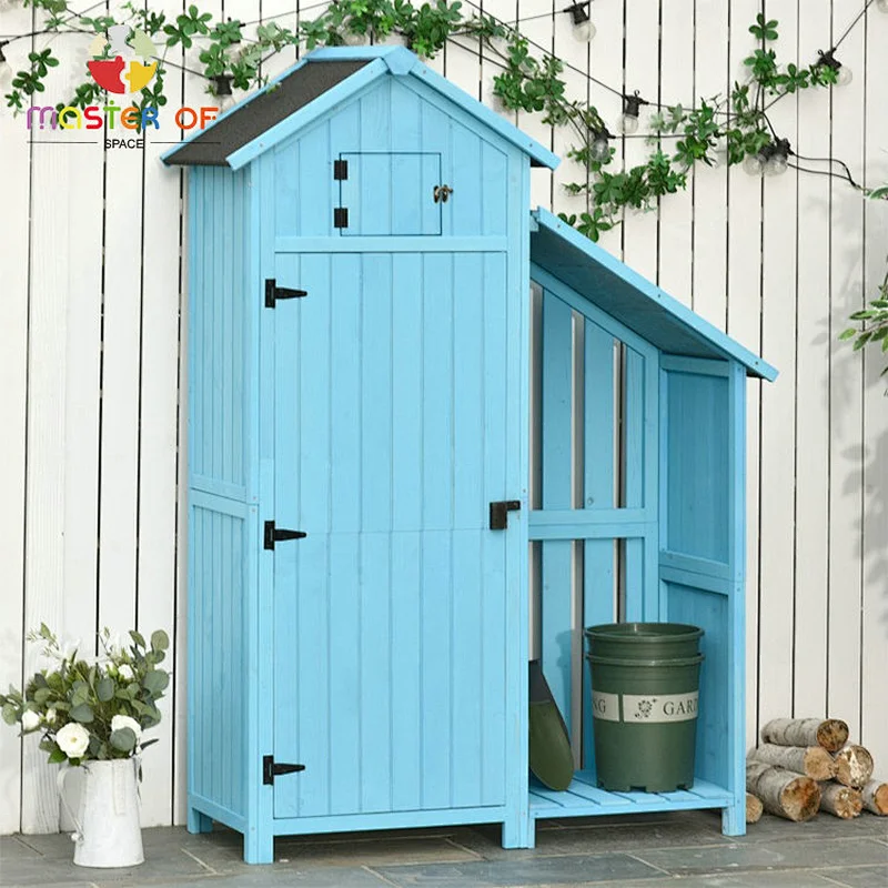 Waterproof tool shed outdoor wooden storage cabinet with lock W06F149