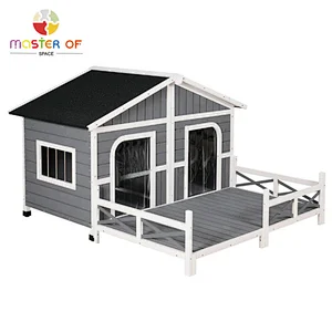 Modern Pet House Outdoor Luxury Wooden Dog Kennel With Opening Roof W06F151