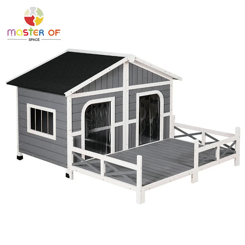 Modern Pet House Outdoor Luxury Wooden Dog Kennel With Opening Roof W06F151