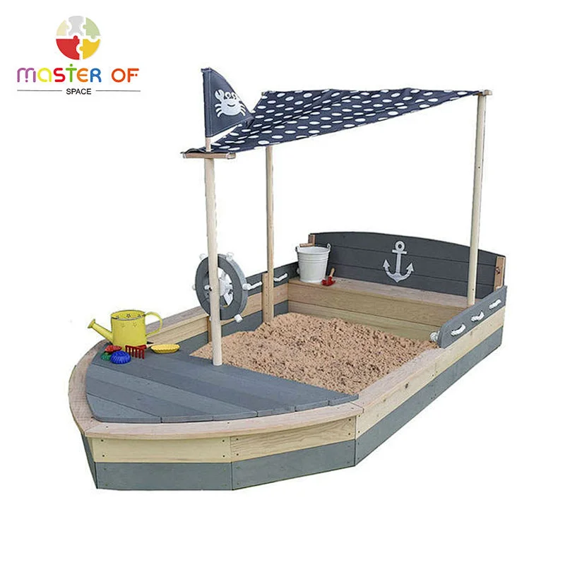 Children garden large playground wood sandbox with benches W01D161