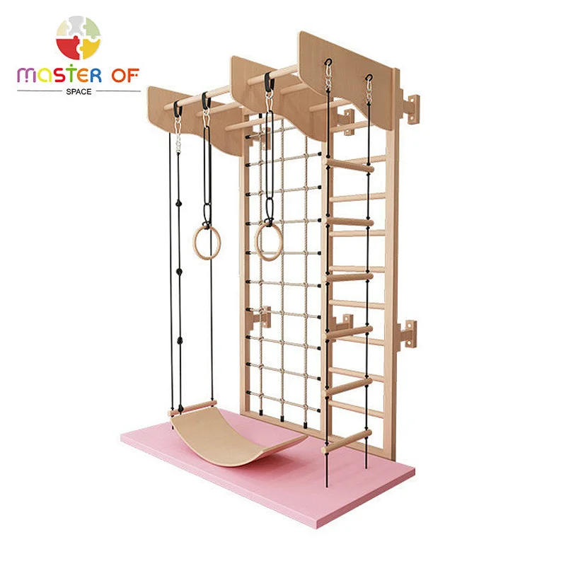 Indoor Wooden Swedish Ladder Wall Set Kids Stall Bars for Exercise W01D171