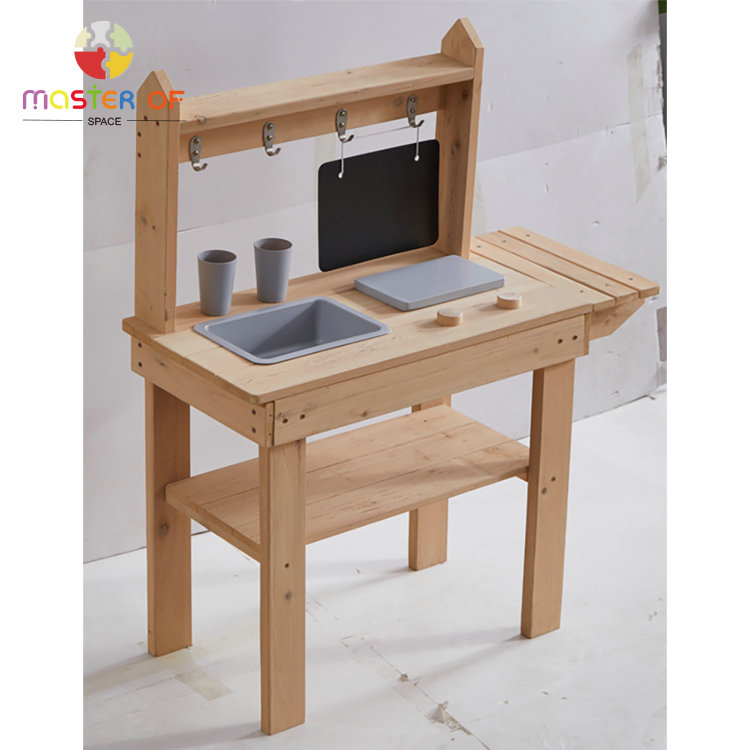 Hot Selling Cooking Set Toy Outdoor Wooden Mud Play Kitchen For Kids W10C801