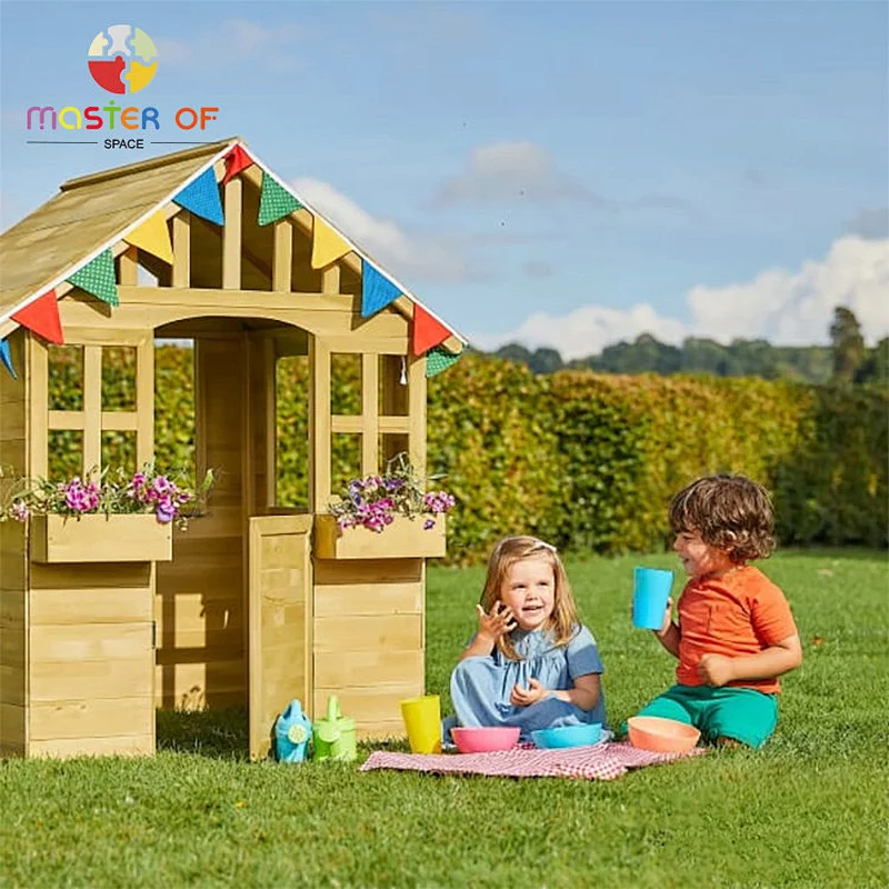 High Quality Outdoor Backyard Playgound Modern Wooden Playhouse For Kids W01D210