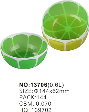 double color salad bowl Lemon bowl 0.65L fruit bowls plastic salad bowl kitchen bowls round