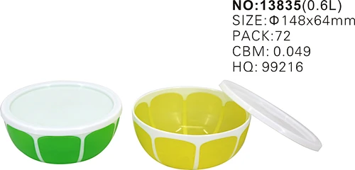double color salad bowl Lemon bowl 3L fruit bowls plastic salad bowl kitchen bowls with lid small size 2PCS