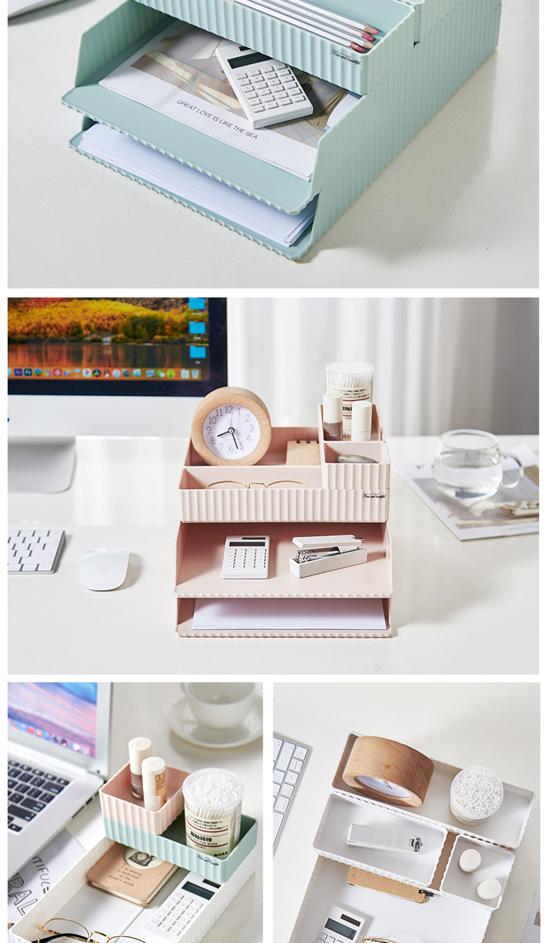 Haixin drawer type finishing desktop office desk stackable file organizer A4 paper holder magazine storage boxes