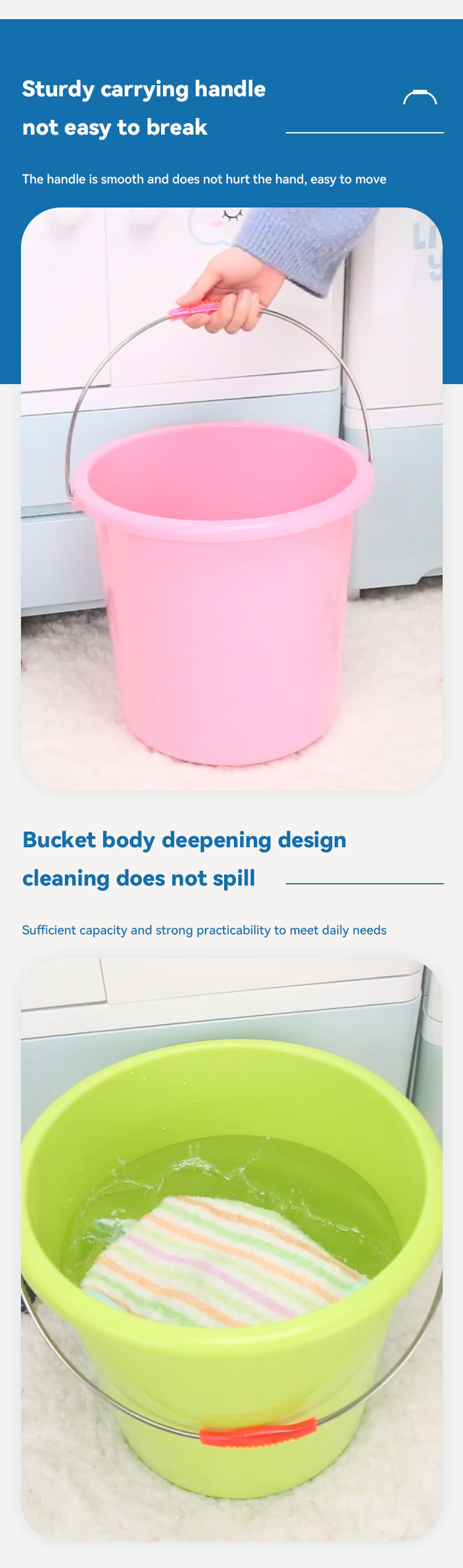 Amazon Top Selling Plastic PP bucket plastic ice buckets with handle customized plastic bucket with handle