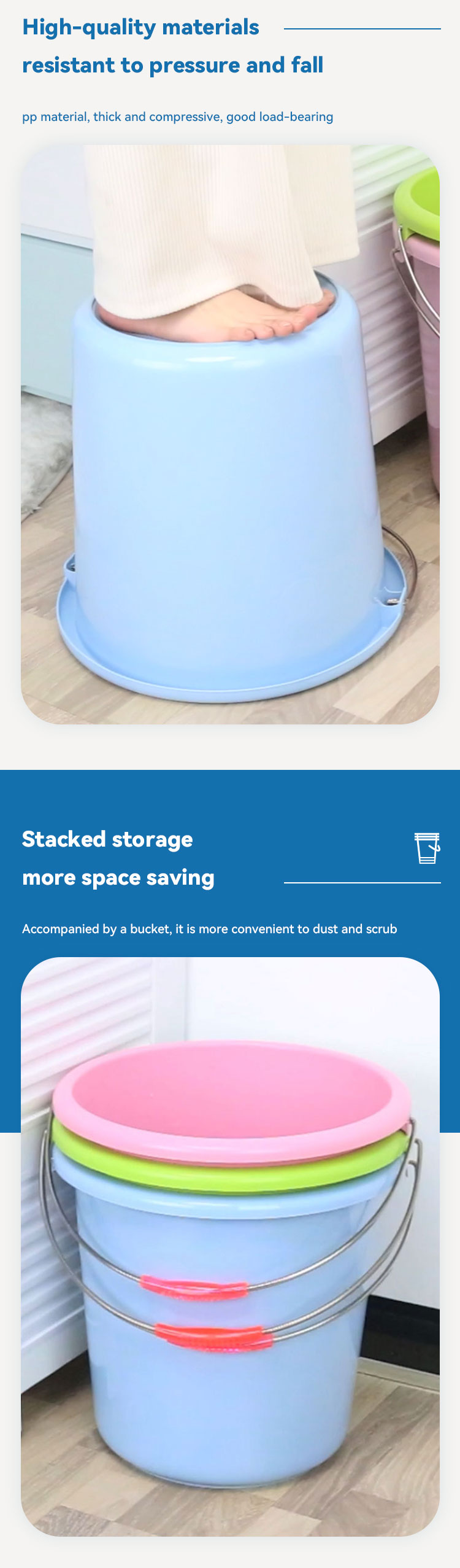 Amazon Top Selling Plastic PP bucket plastic ice buckets with handle customized plastic bucket with handle
