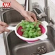Amazon hot sale kitchen vegetable collapsible colanders handles foldable basket folding colander and strainer