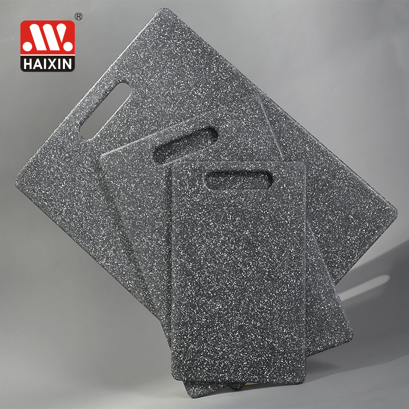 Haixing new design marble-look chopping board meat vegetable plastic cutting boards with handle