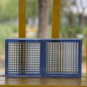 Dark blue parallel grain hollow glass brick
