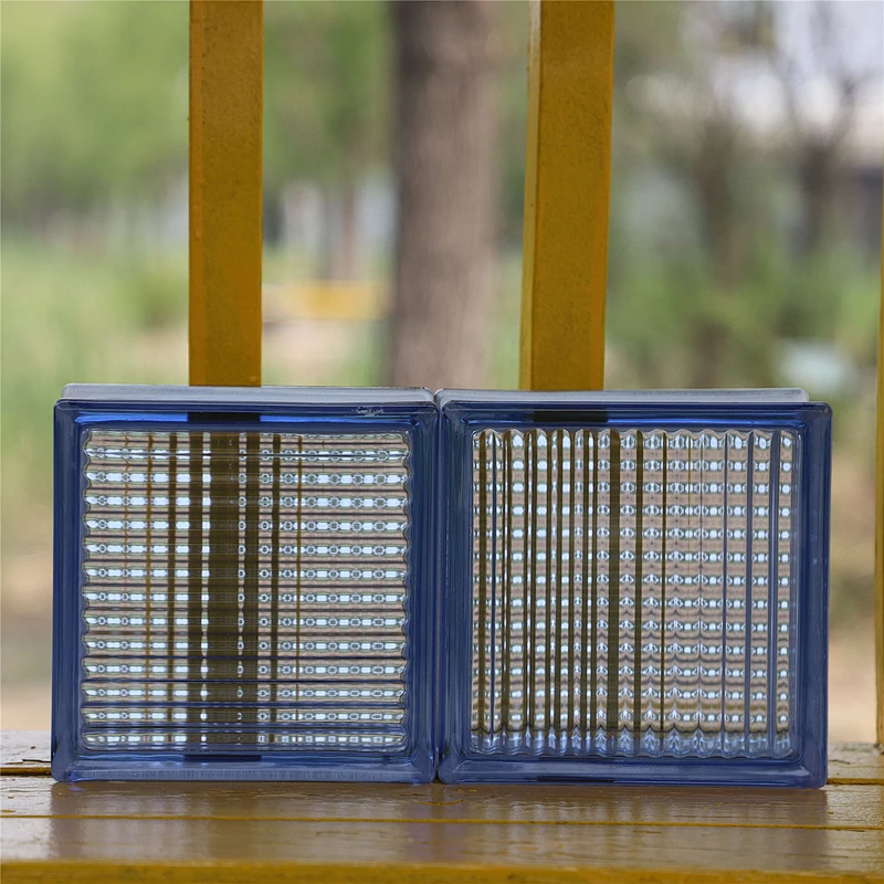 Dark blue parallel grain hollow glass brick