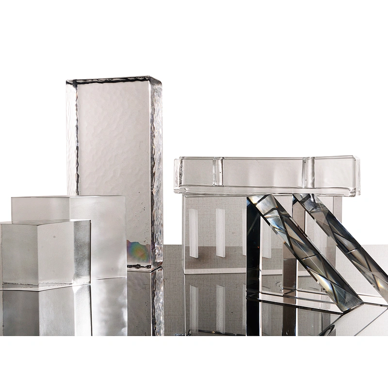 clear building glass and decorative soild brick with Two holes for wall decoration