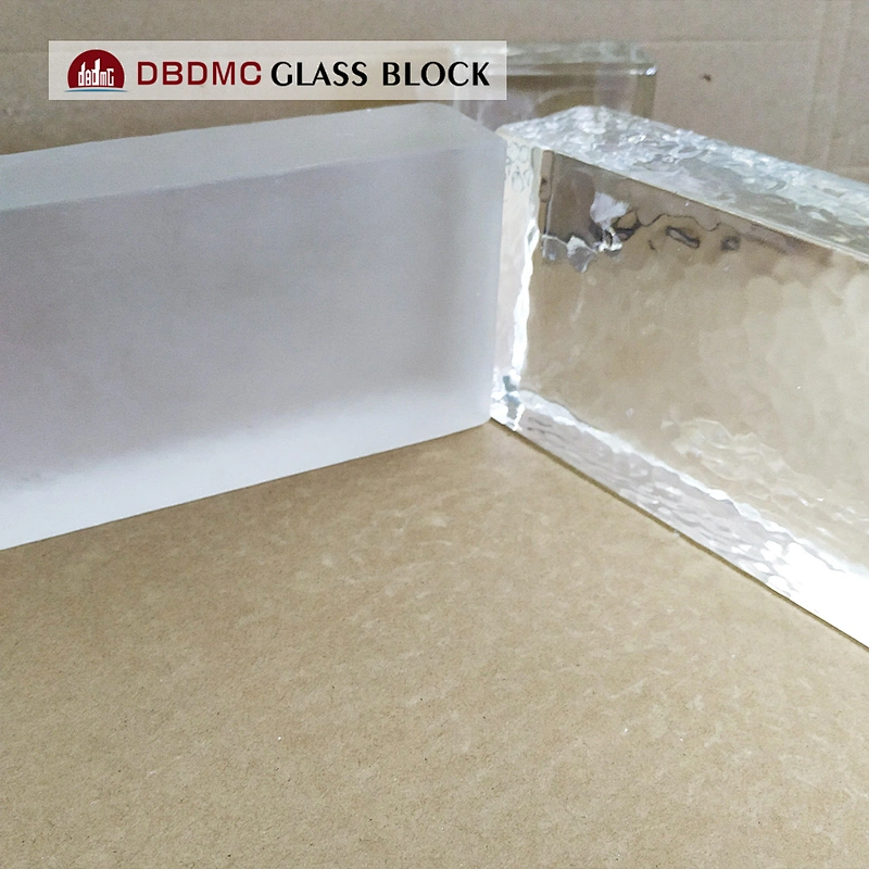 Transparent rectangular glass tiles that decorate the interior