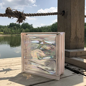A hollow glass block that is not completely transparent