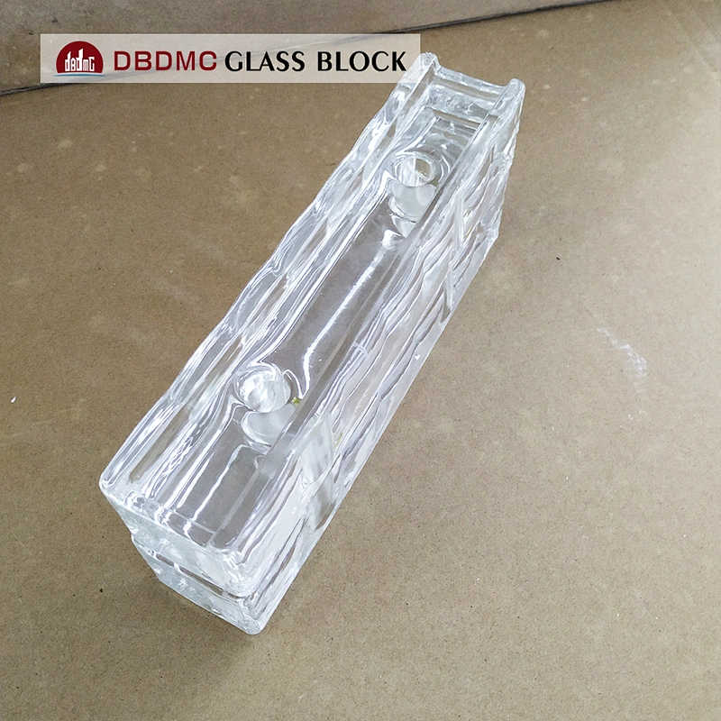 Transparent rectangular glass tiles that decorate the interior