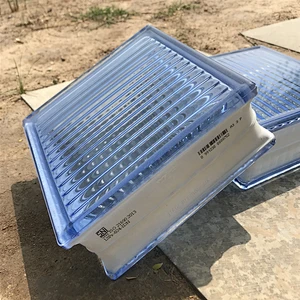 Dark blue parallel grain hollow glass brick