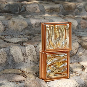 Colored hollow glass blocks like pearls