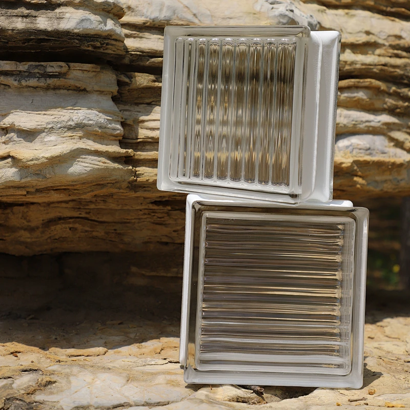 Super white parallel grain hollow glass brick