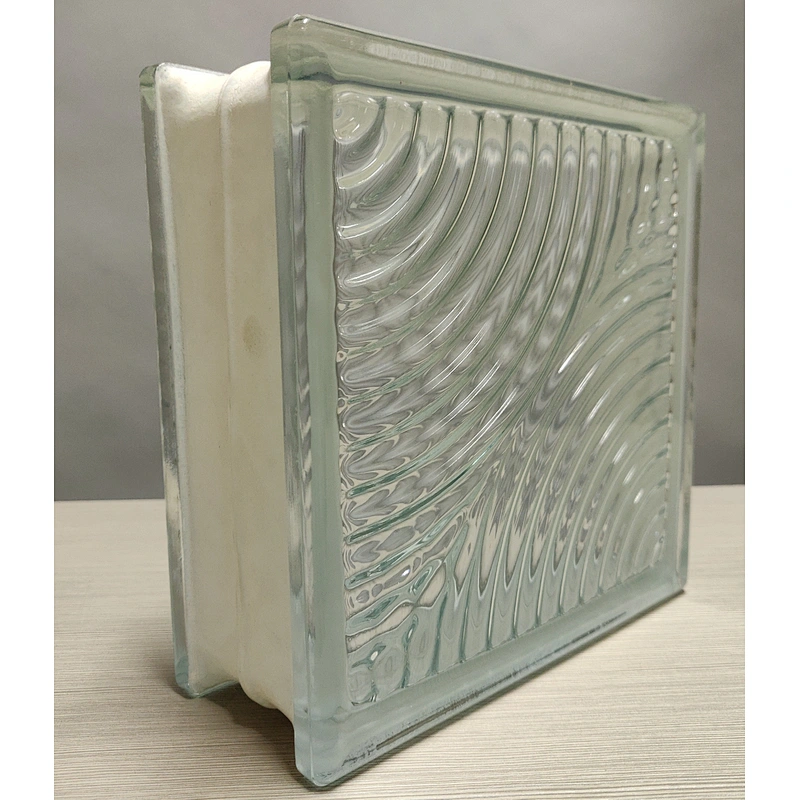 Hollow glass brick with ring pattern
