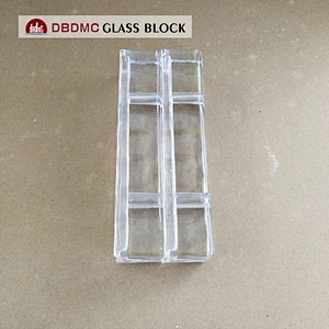 Transparent rectangular glass tiles that decorate the interior