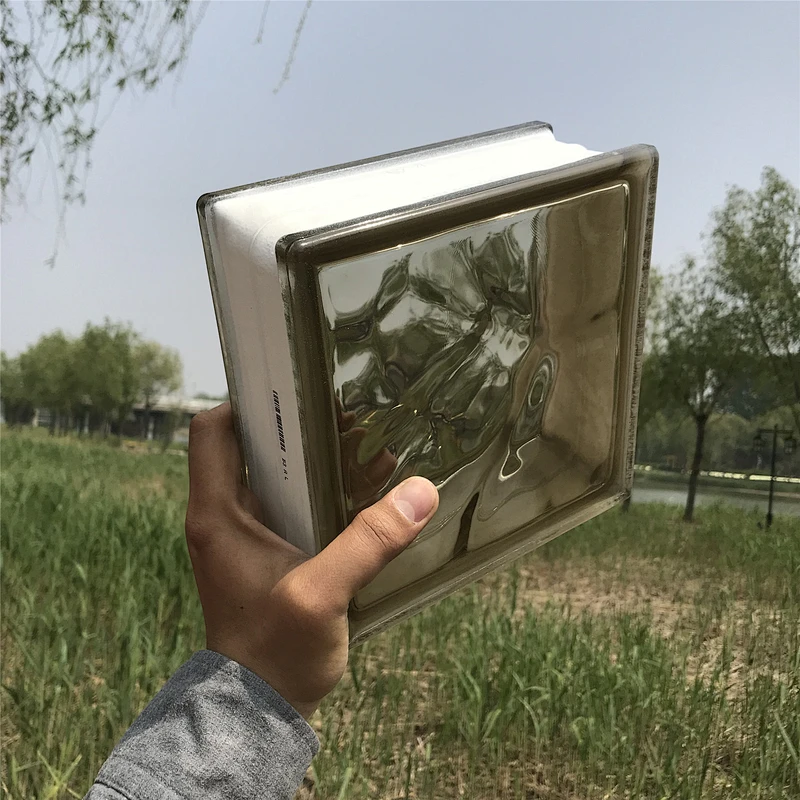 Hollow glass block with brown cloud pattern