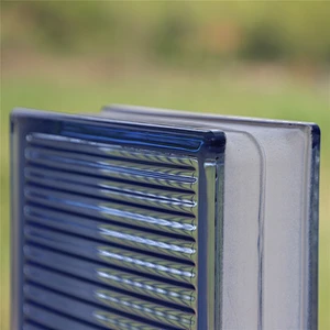 Dark blue parallel grain hollow glass brick