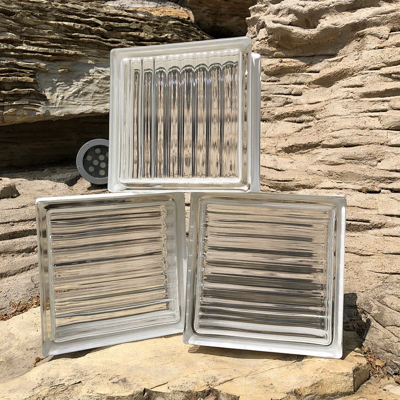 Super white parallel grain hollow glass brick