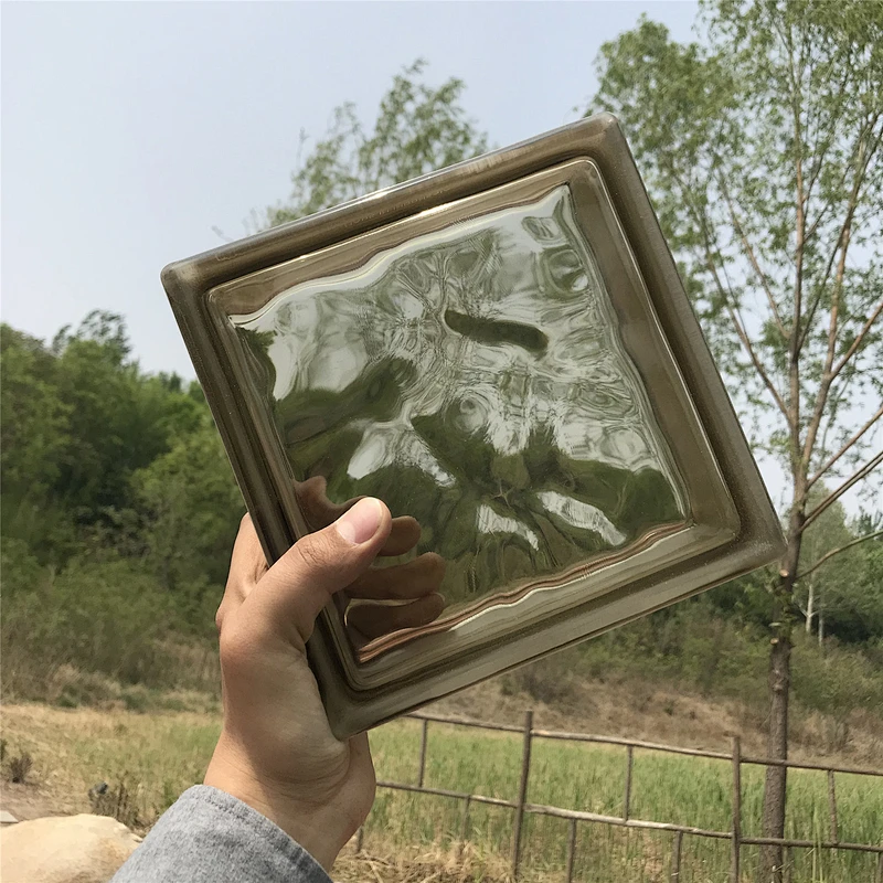 Hollow glass block with brown cloud pattern
