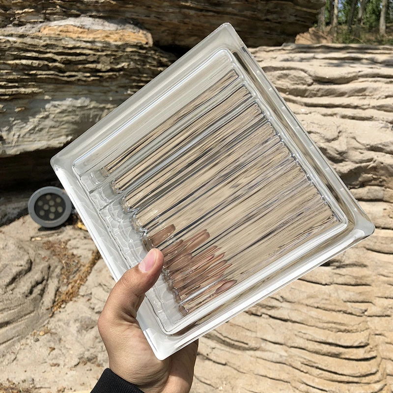 Super white parallel grain hollow glass brick