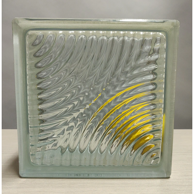 Hollow glass brick with ring pattern