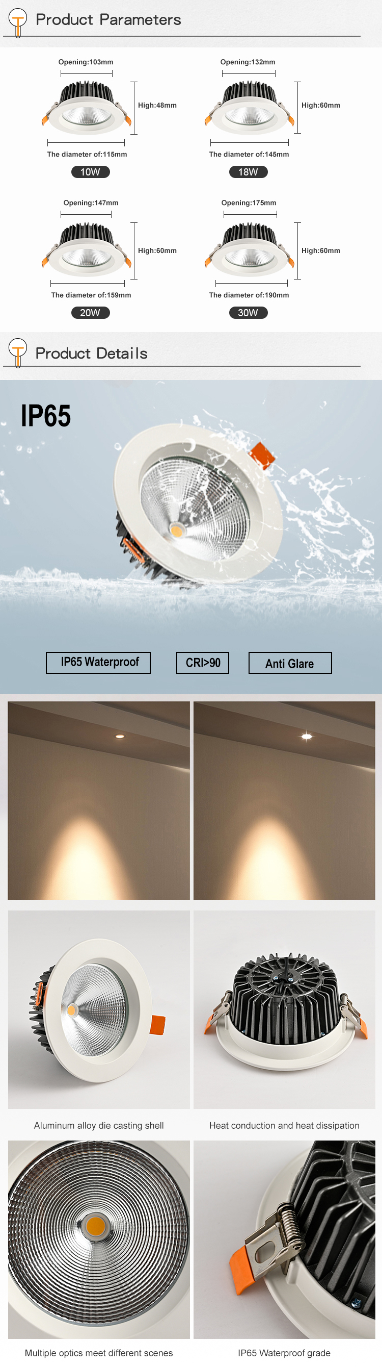 high lumen cob downlight