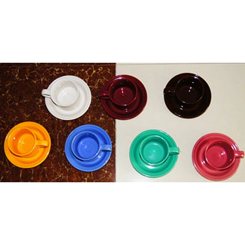 MUG ,CUP AND SAUCER WITH COLOUR GLAZED