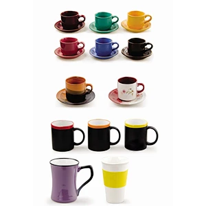 MUG ,CUP AND SAUCER WITH COLOUR GLAZED